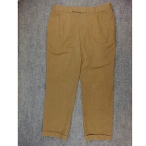 Bullock & Jones Pants Mens 38x30 Brown‎ Houndstooth Pleated Cotton Italy Preppy
